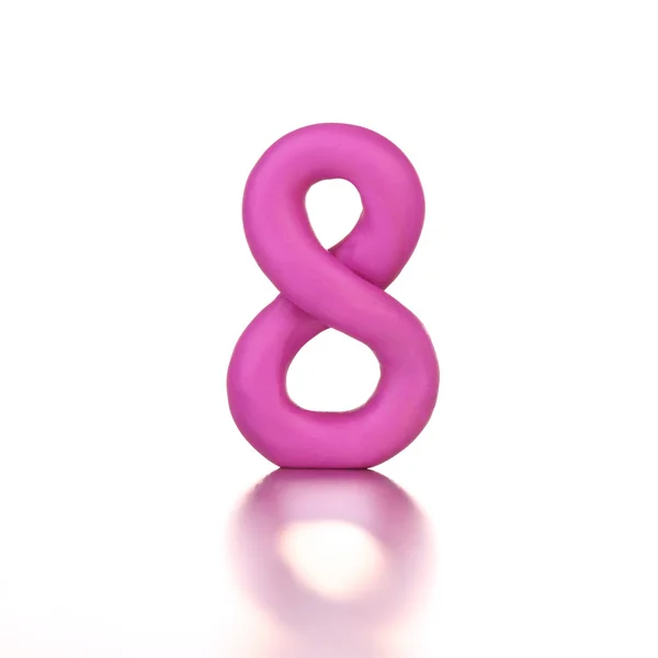 Number eight 8 made from plasticine isolated purple — Stock Photo, Image