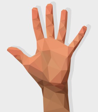 3d female left hand first one finger pointing up polygon style clipart