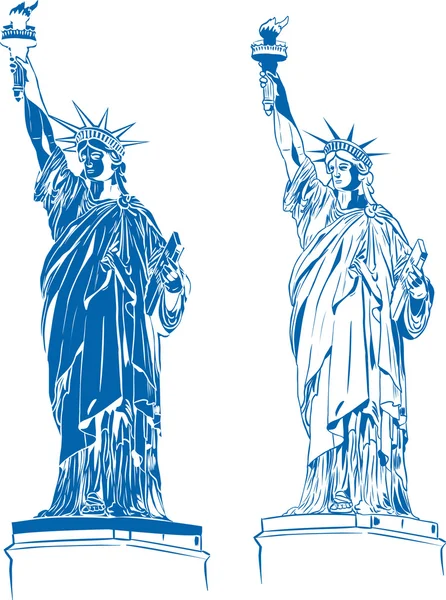 8 Statues of Liberty in the Set — Stock Vector