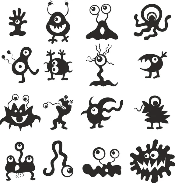 Conjunto de virus de bacterias monstruos logo — Archivo Imágenes Vectoriales
