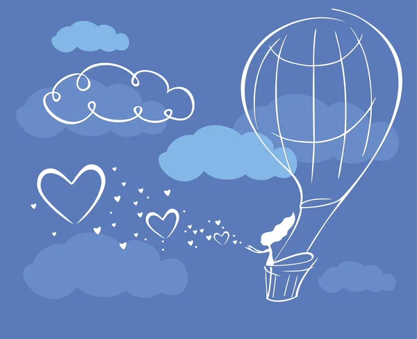 Globo de aire chica nube de corazón — Archivo Imágenes Vectoriales