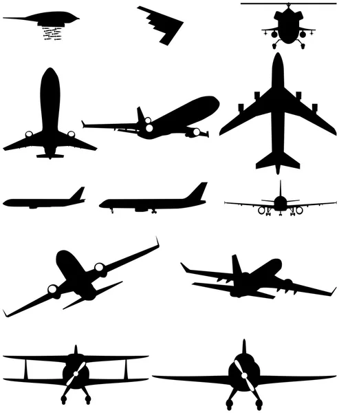 Icônes logos hélicoptère avion — Image vectorielle