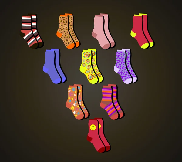 Vector kleurrijke sokken een driehoek op een bruine achtergrond — Stockvector
