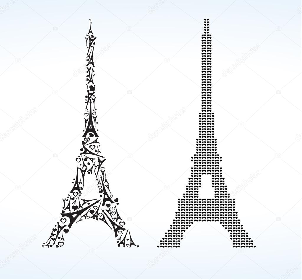 Eiffel Tower consisting of small Eiffel Towers