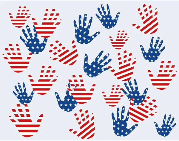 Hands with USA flag pattern — Stock Vector