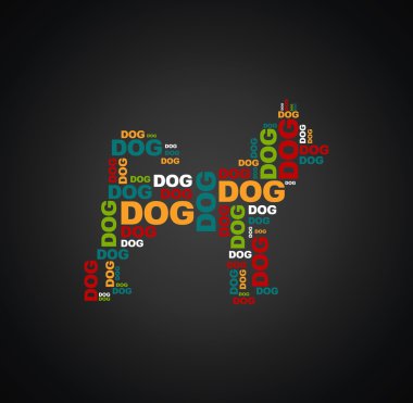 dog consists of the words dog full color on a black background clipart