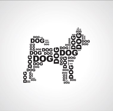 dog consists of the words dog black n white background clipart