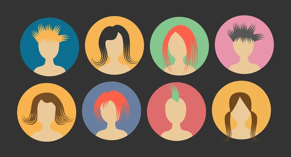 Avatar buste les gens cheveux dans un cercle — Image vectorielle