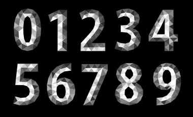 düşük Poli poligonal kümesi sayısı 1,2,3,4,5,6,7,8,9,0 izole si