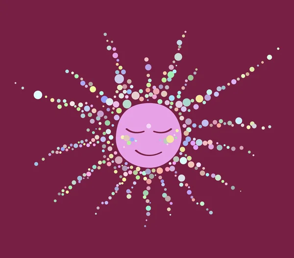 Sun consisting of the bubbles sleeping night purple on a pink ba — Stock Vector