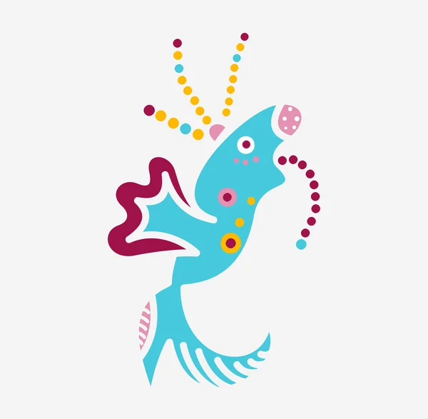 Monster stvoření esence bakterie virus Logo jako ryba — Stockový vektor