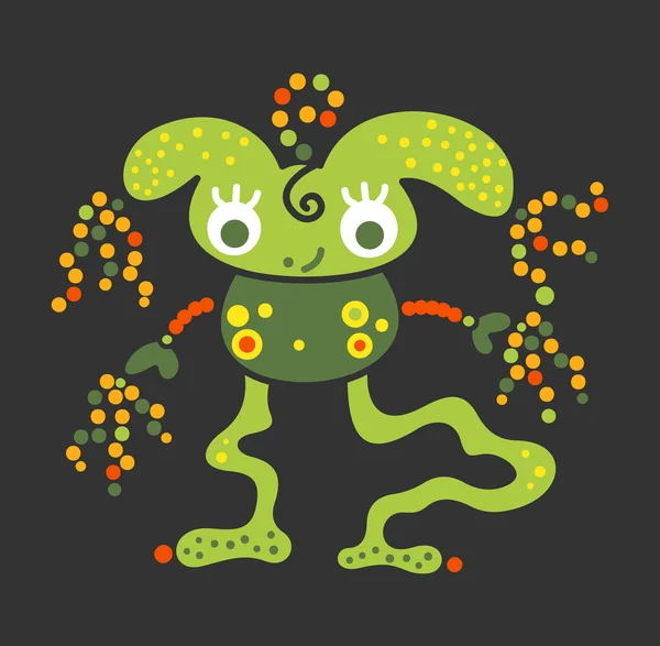 Monster Kreatur Essenz Bakterien Virus Ufo Alien entspannt mit b — Stockvektor
