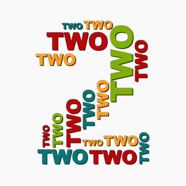two digit number consisting of words of different sizes of multi clipart