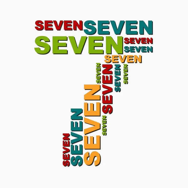 7 siete dígitos del número de palabras compuestas de diferente tamaño — Vector de stock