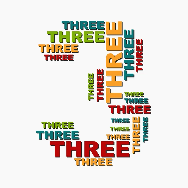 Three digit number consisting of words of different sizes of mul — Stock Vector