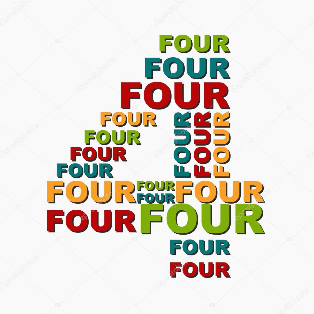 Four 4 digit number consisting of words of different sizes of mu