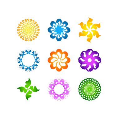 Radyal vektör desen Çiçek rengi renkli 1