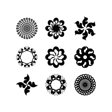 Radyal vektör desen çiçek tek renkli 1