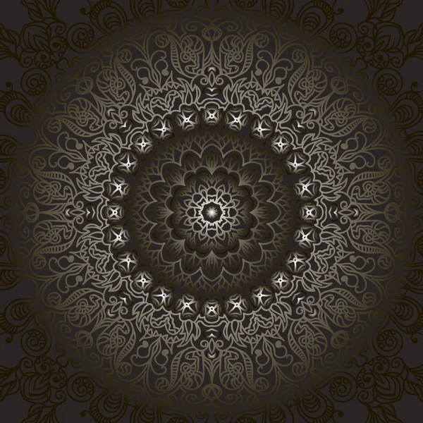 Круговой узор фрактальный графический ковер с серым градиентом — стоковый вектор