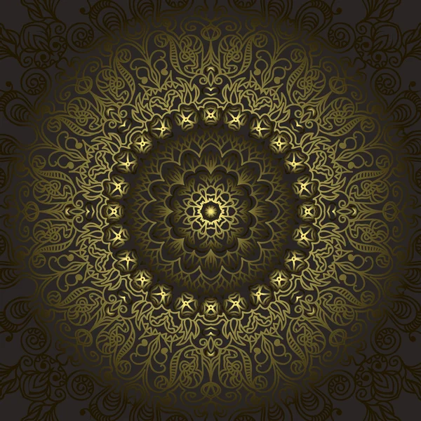 Alfombra gráfica fractal patrón circular con un gradiente de oro — Archivo Imágenes Vectoriales