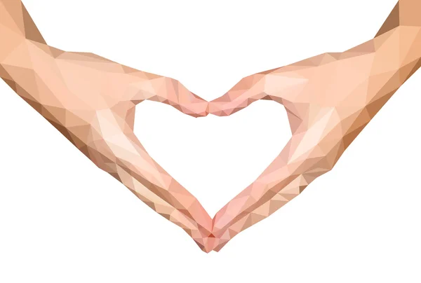 poligonal elleri katlanmış kalp boş izole