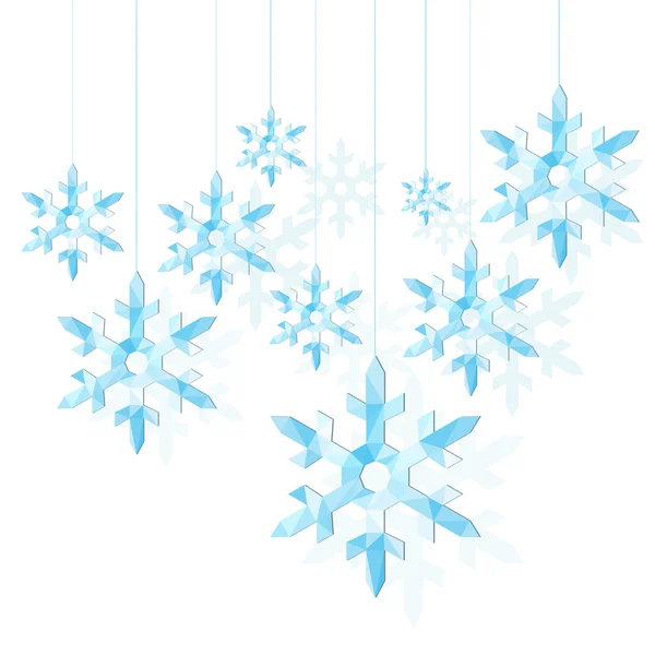 A set of polygonal pointed snowflake blue ice — Stock Vector