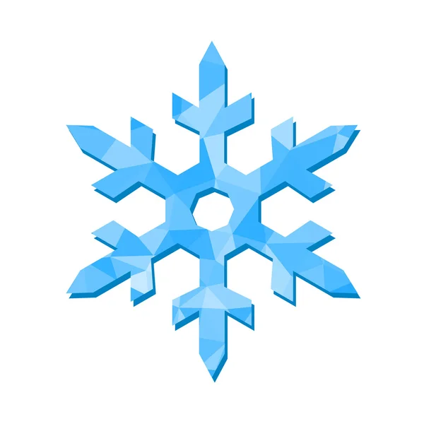 Polygonal pointed snowflake ice blue on a white background — Stock Vector