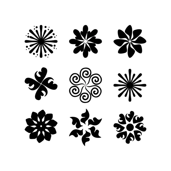 Motif vectoriel radial floral monochrome 2 — Image vectorielle