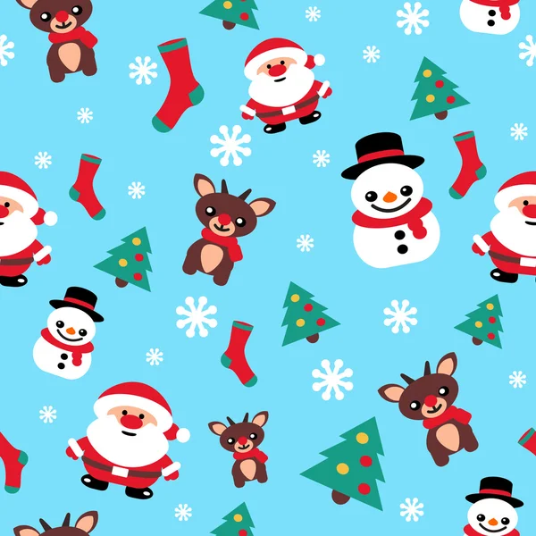 Motif texture transparente avec un renne de Noël bonhomme de neige et S — Image vectorielle