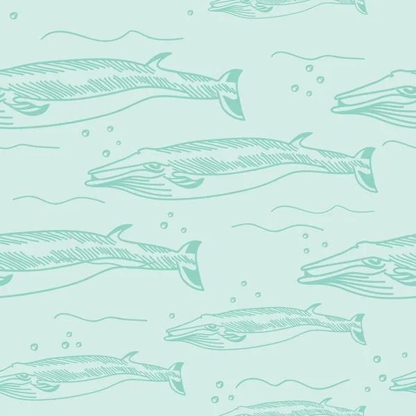 Padrão de textura sem costura com baleias azuis claras —  Vetores de Stock