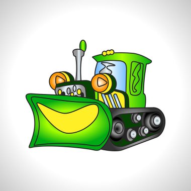 children illustration technique green bulldozer clipart