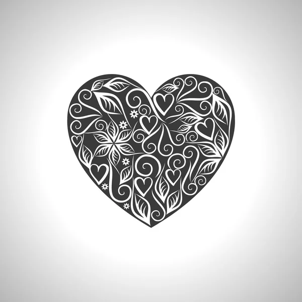 Vintage heart symbol of love valentines day gray — Stock Vector