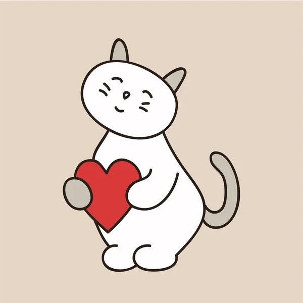 Hermoso gatito para el día de San Valentín con color de corazón — Vector de stock