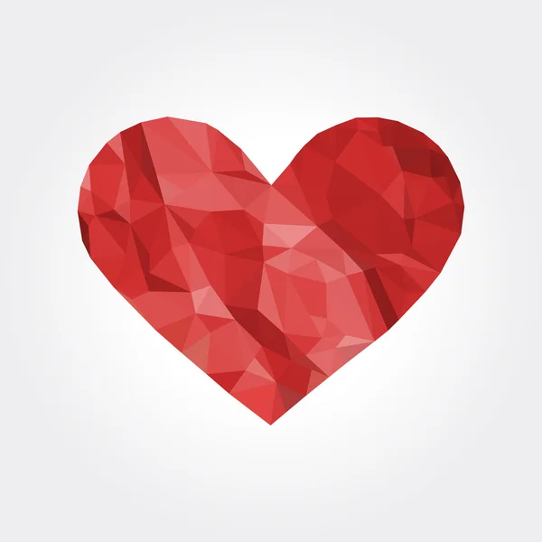 Rood hart symbool Valentijnsdag liefde polygon verfrommeld papier wit — Stockvector