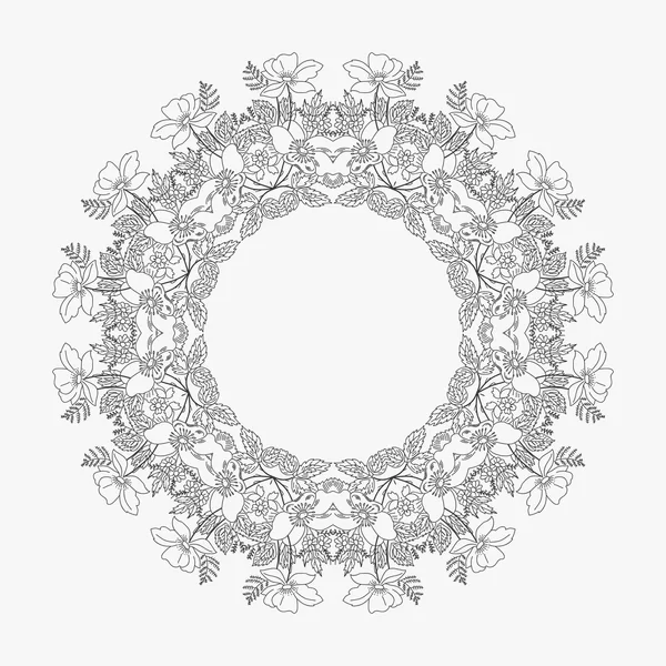 Motif circulaire fleurs bouclées 3 — Image vectorielle