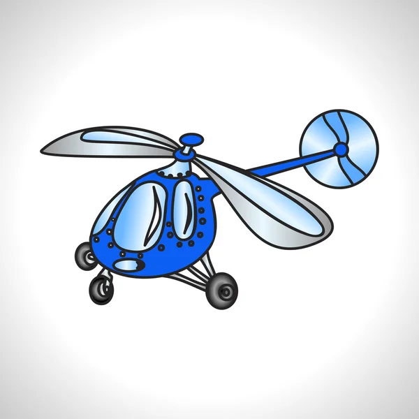 Children illustration technique blue helicopter — Stock Vector