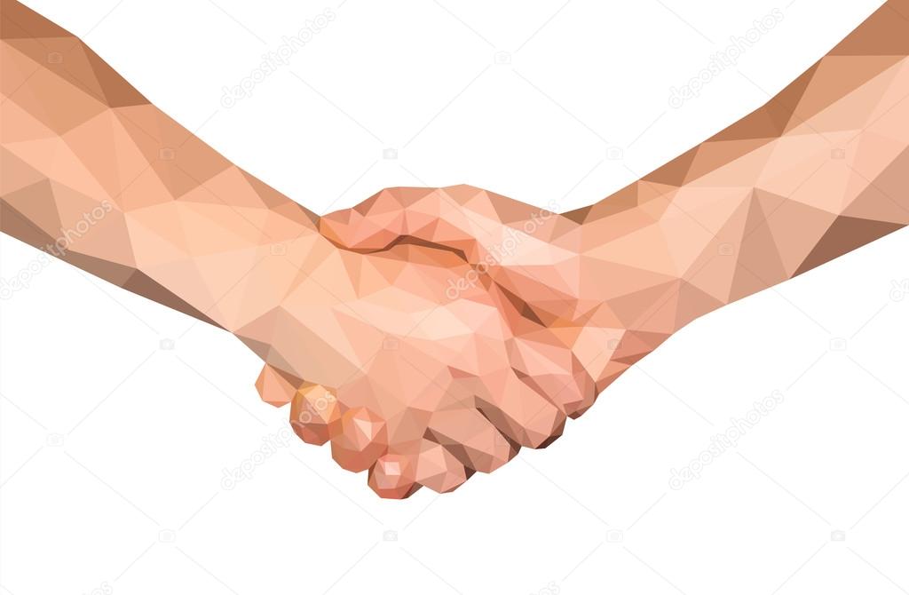polygonal handshake male business friendly style multicolor
