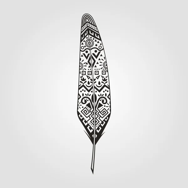Motif de plume peint à la main sculpté dans le style Indiens — Image vectorielle
