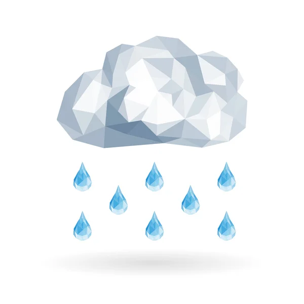 雨の滴を白い背景に分離された多角形の雲 — ストックベクタ