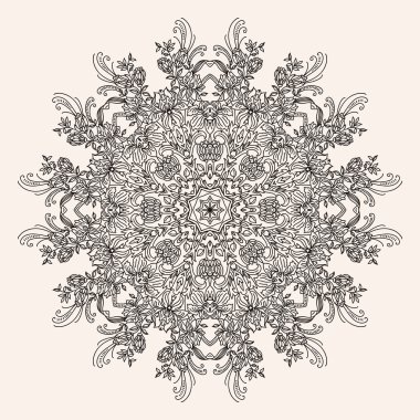 dairesel desen buket çiçek vektör anahat topu çizilmiş