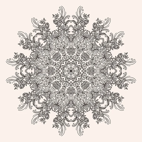 Motif circulaire bouquet de fleurs dessiné boule contour vectoriel — Image vectorielle