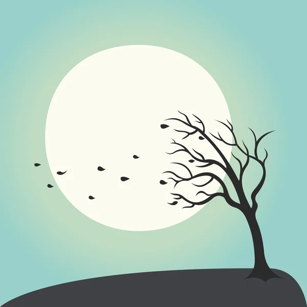 Drawn hands tree that drops water droplets on moon background li — Stock Vector