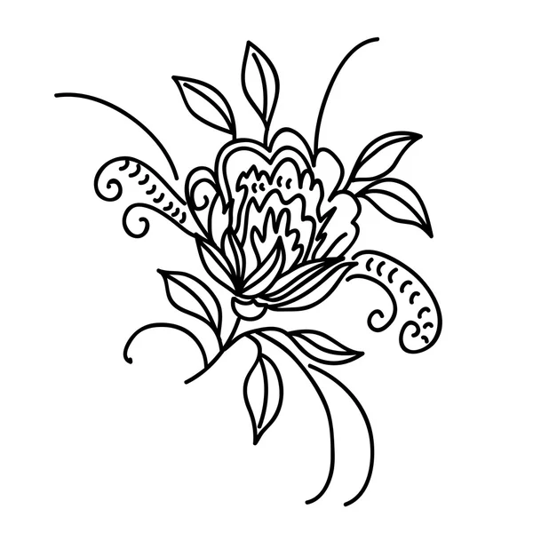 Vecteur dessiné contour une fleur isolée — Image vectorielle