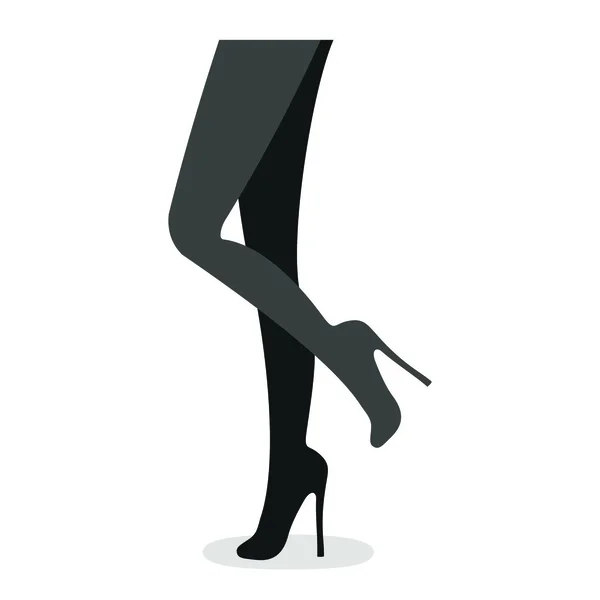 在白色背景上的高跟鞋的女性双腿的向量轮廓 — 图库矢量图片
