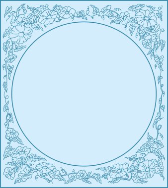 çiçekler örgülü döngü tek renkli b boyalı boş çerçeve arka plan