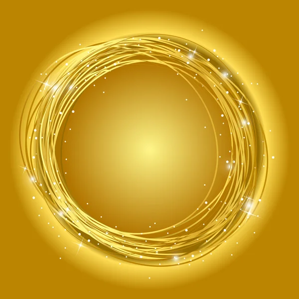 Abstraite spirale boucles étoiles lumineuses jaune — Image vectorielle