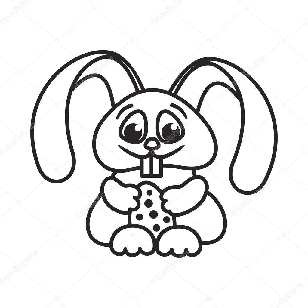 Download Easter bunny holding Easter egg outline monochrome — Stock ...