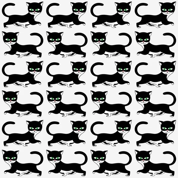 背景のシームレス テクスチャ黒い猫の散歩 — ストックベクタ