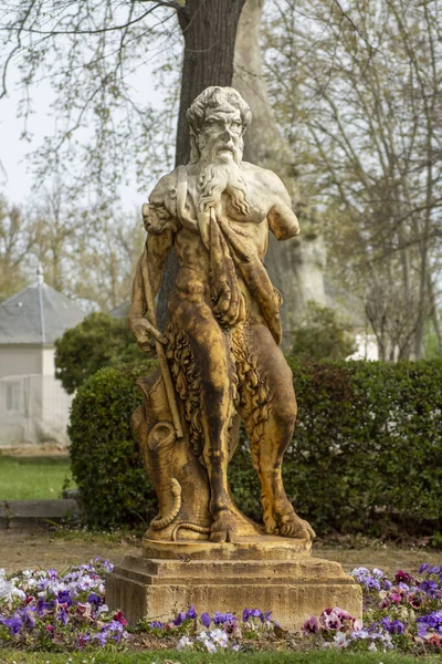 Estátua Deus Fauno Nos Jardins Príncipe Aranjuez Imagem De Stock