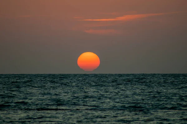 Coucher Soleil Sur Plage Chipiona Costa Ballena Cdiz — Photo